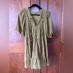 Old navy eyelet dress medium mustard color SOLD OUT